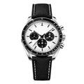 Chronograph 42 – White Dial with Blue Accents | Steel Case & Blue Fabric Strap & Tachymeter Bezel